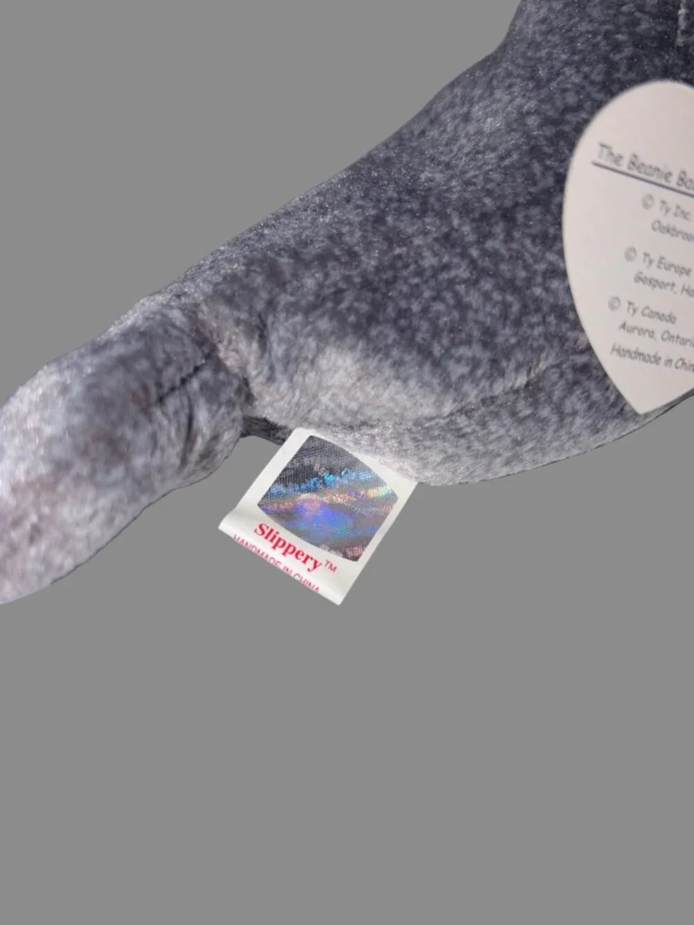Vintage Ty Beanie Baby Slippery the Seal 1998 Gray Plush Retired w/ Tags